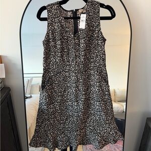 LOFT Black and White Patterned Mini Dress